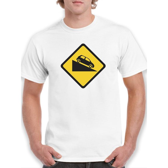 Downhill Ahead Warning T-Shirt Men -Smartprints Designs, Male XX-Large