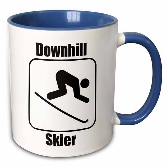 3drose, Downhill Skier, 15oz Two-tone Blue Mug