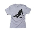 thumbnail image 1 of Downhill Skier Skiing Large Silhouette Awesome Graphic Boy's Cotton Youth Grey T-Shirt, 1 of 2