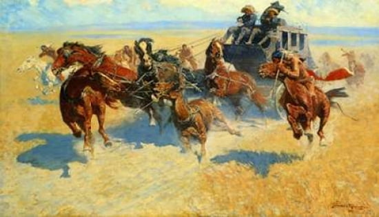 Downing The Nigh Leader Canvas Art - Frederic Remington (24 x 36)