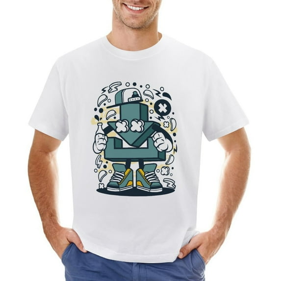 Download Men’s Graphic T-shirt Vintage Short Sleeve Sport Tee White S