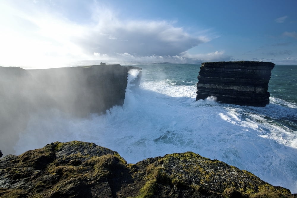 Downpatrick Head Co Mayo Ireland Cliff And Seastacks At The Atlantic Ocean During A Winter Swell Canvas Art - Gareth McCormack Design Pics (36 x 24)