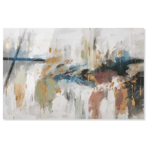 Downpour of Gold Acrylic Print Boho Wall Decor by Art Remedy, Ready to Hang, 15 x 10