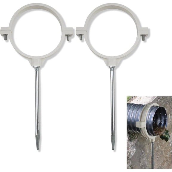 Downspout Bracket - 2psc Downspout Extensions Holder, Fits Up to 4.3" Pipes; Bracket Height: 7", PVC Clip&Metal Support Easy Installation