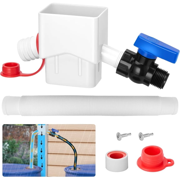 Downspout Diverter, Rain Barrel Diverter Fits for 2"x 3" Standard Downspout, Rainwater Collection System with Two Water Outlets to Collect Rainwater from Gutter, with 5FT Hose