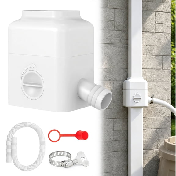 Downspout Diverter, TSV Rain Barrel Diverter Kit Fits for Standard 3"x4" and 2"x3" Downspout, Rainwater Collection System with Adjustable Valve and Filter