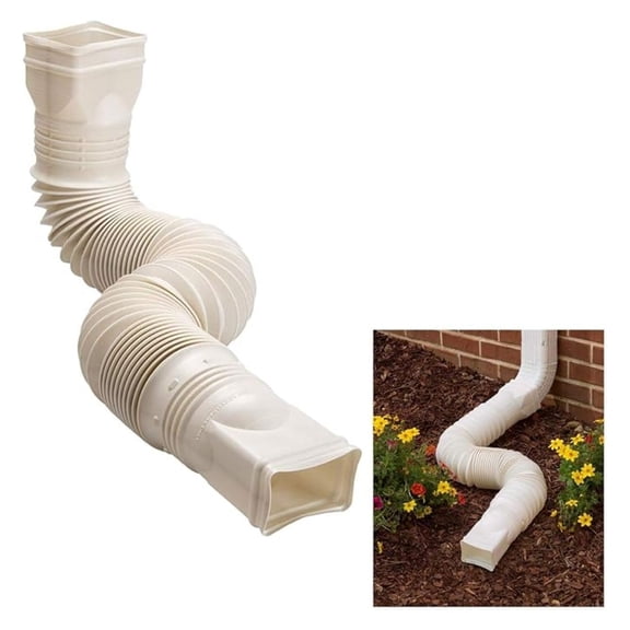 Downspout Extension - Flexible Gutter Connector for Rainwater Drainage - 25-55 Inch Adjustable Limestone - FD-85014
