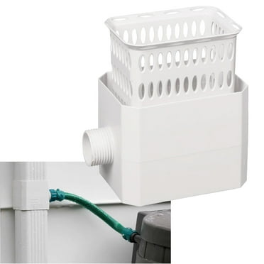 Downspout Rainwater Collection Diverter Connector System Colander with Filter, 2" x 3", White