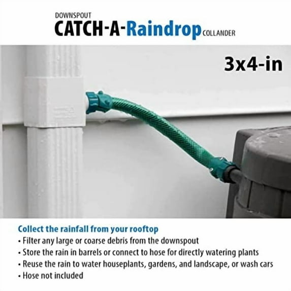 Downspout Rainwater Collection Diverter Connector System Colander with Filter 3x4-in., White