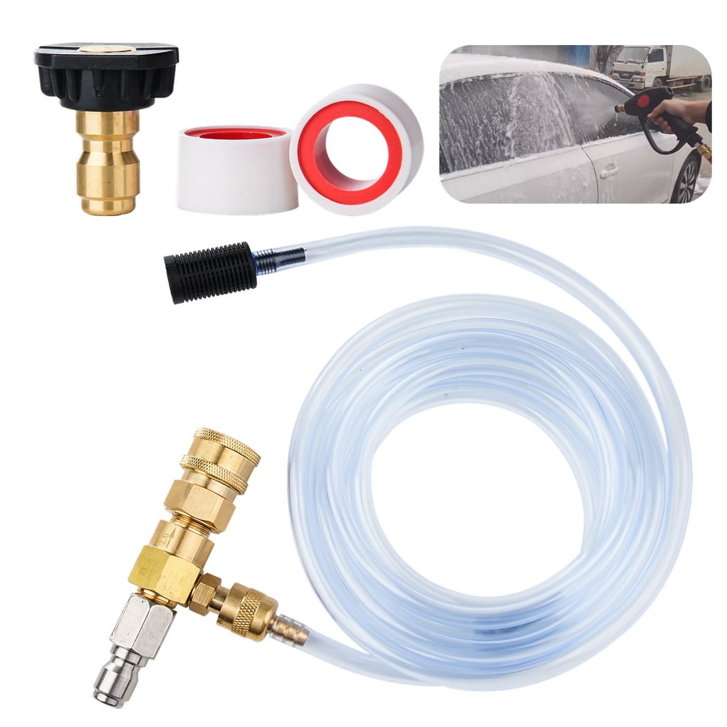 2x Pressure Washer Chemical Injector Kit Adjustable Soap Dispenser, 3/8  Inch Quick Connect, 10 Ft S
