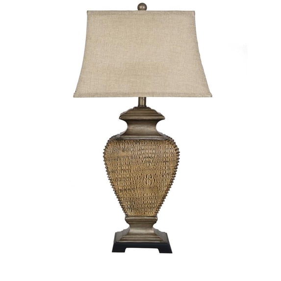 Taunton 30.75-inch Resin Rectangle Bell Table Lamp, Light Brown
