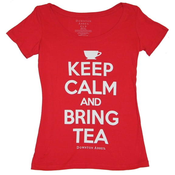 Downton Abbey Girls Juniors T-Shirt - "Keep Calm and Bring Tea" Word Logo (Medium)