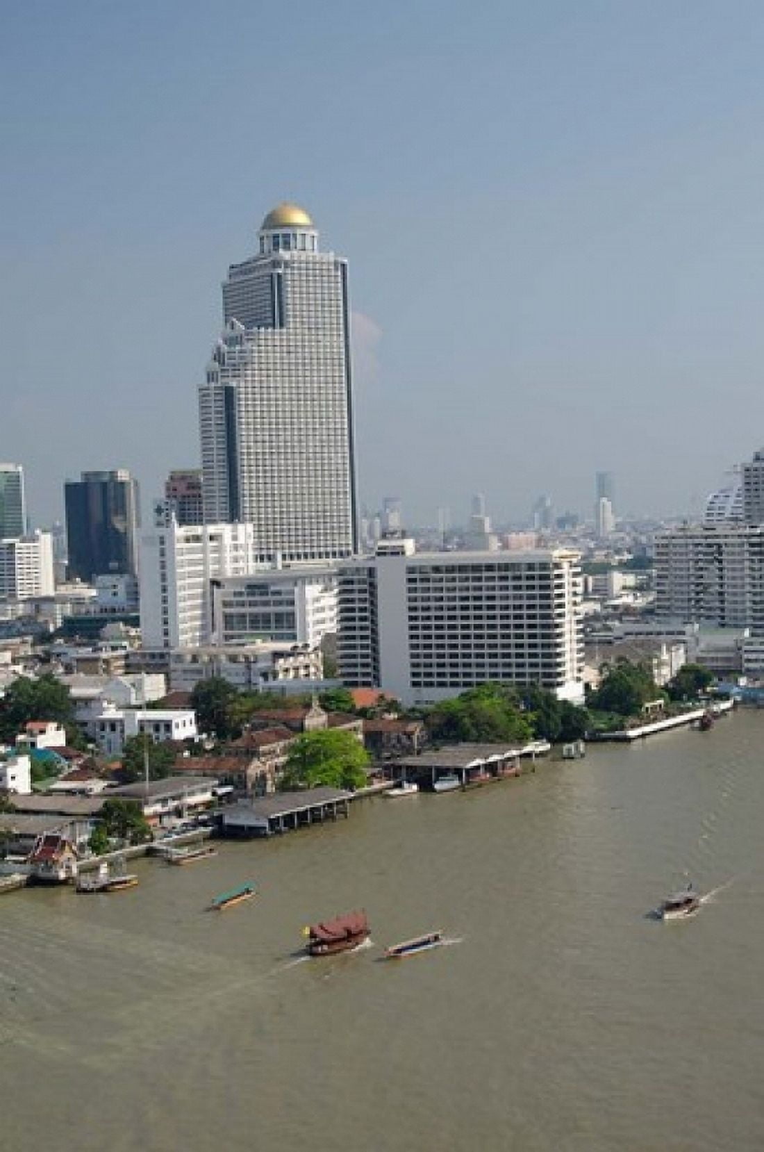 Downtown Bangkok skyline view with Chao Phraya river Thailand Canvas Art - Cindy Miller Hopkins DanitaDelimont (24 x 36)