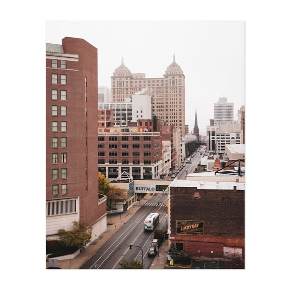 Downtown Buffalo Views 02 - Buffalo New York Photography City Architecture Skyline Street Photography Travel Poster Vintage Unframed Wall Art Print 9 x 12 inches