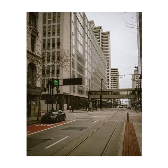 Downtown Cincinnati - Cincinnati Ohio Photography City Street Photography Architecture Bridge Car Vintage Unframed Wall Art Print 36 x 48 inches