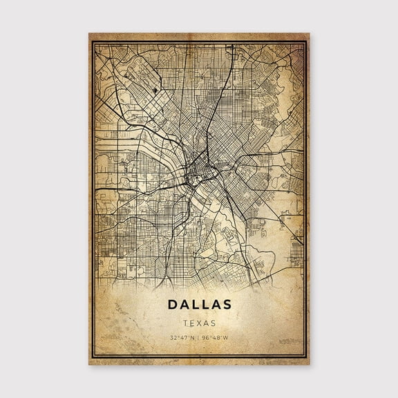 Downtown Dallas Map Art Print: Modern Vintage Decorfor Living Room Bedroom Office Farmhouse Neutral Home Artwork Ready to Hang 8x12 inch