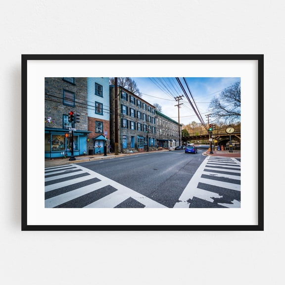 Downtown Ellicott City - Ellicott City Maryland Photography Architecture Street Photography Vintage City Bridge Travel Poster Scenic Black Framed Wall Art Print 5 x 7 inches