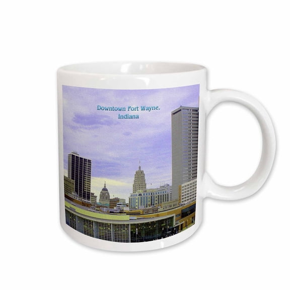 3drose, Downtown Fort Wayne in Canvas, 11oz Mug