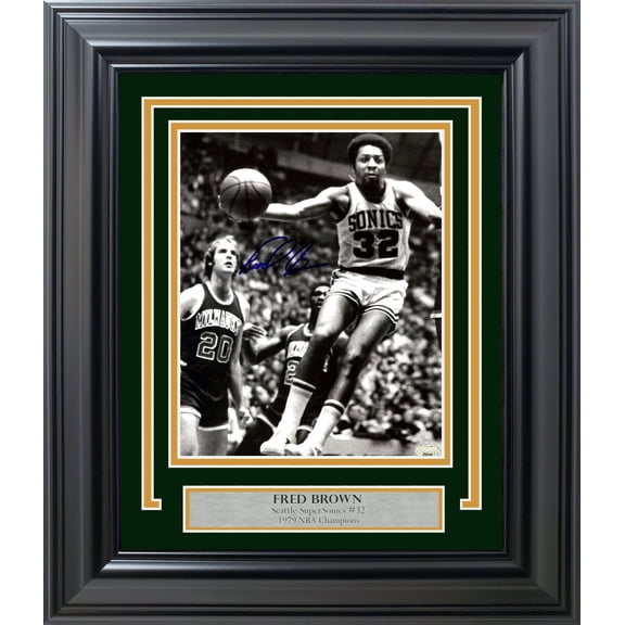 Downtown Fred Brown Autographed Framed 8x10 Photo Seattle Supersonics MCS Holo 200389