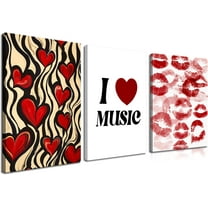 Downtown Girl Room Decor, Vintage Coquette Aesthetic Y2k Canvas Wall Art, Funky Red Lips Kiss Posters Prints Room Aesthetic for Dorm Living Room Bedroom（Only canvas）