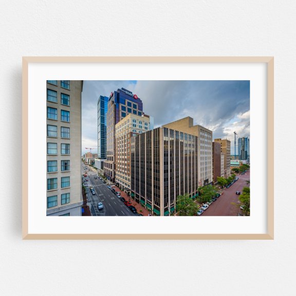 Downtown Indianapolis - Indianapolis Indiana Photography Cityscape Architecture Skyline Street Photography Travel Poster Oak Framed Wall Art Print 5 x 7 inches