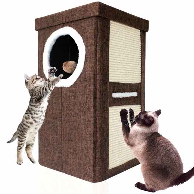 Downtown Pet Supply 2 Level Cat House Modern Cat Condo & Kitten Bed