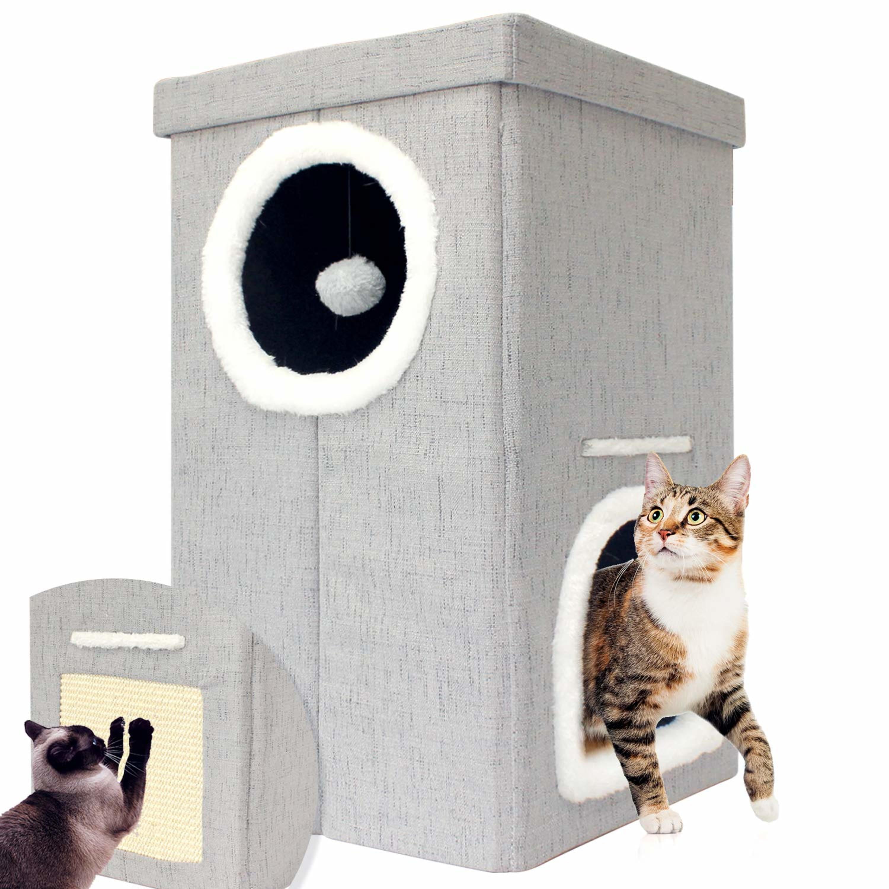 Downtown Pet Supply 2 Level Cat House Modern Cat Condo & Kitten Bed