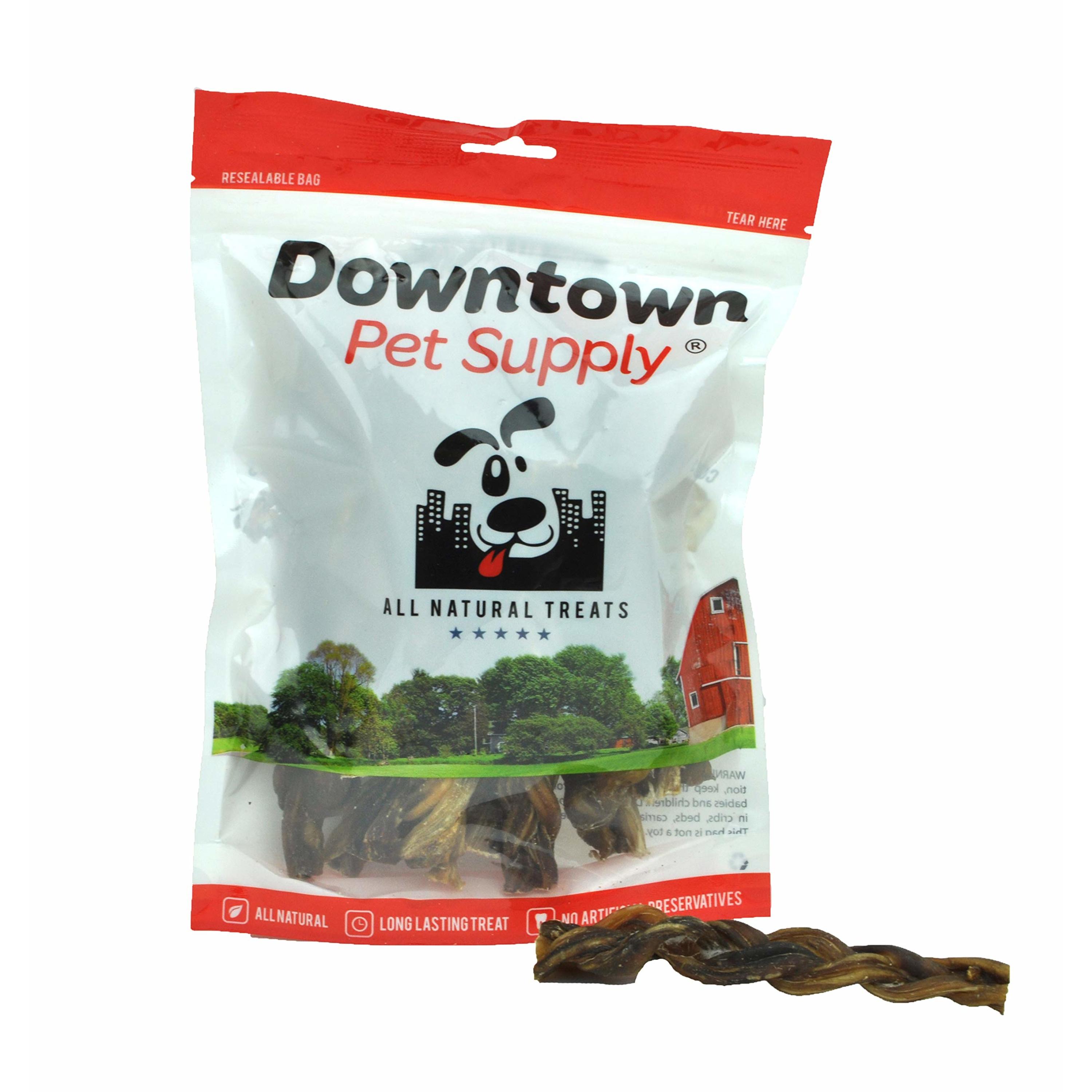 Downtown Pet Supply Bully Sticks For Dogs Braided Rawhide Free Dog