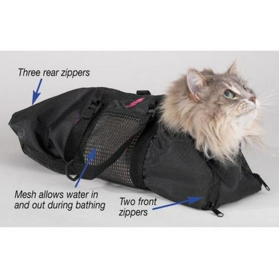 Downtown Pet Supply Cat Grooming Bag, Cat Restraint for Nail Clipping, Black, L