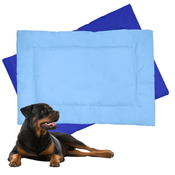 Downtown Pet Supply Dog Crate Mat, Waterproof Pet Bed, Dark/Light Blue, L