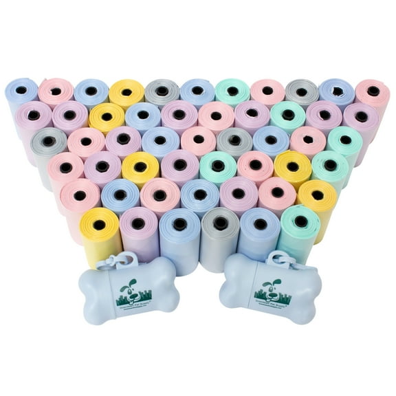 Downtown Pet Supply Dog Poop Bags, 2x Free Poop Bag Holder, Pastel Rainbow, 1000 Bags