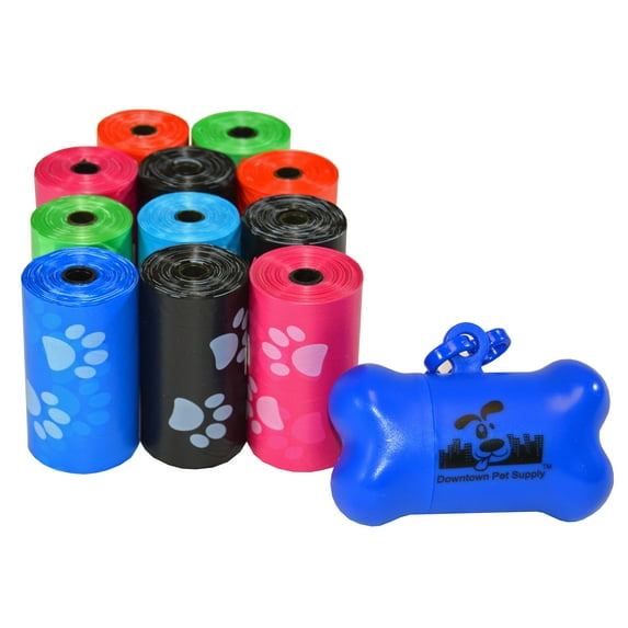 Downtown Pet Supply Dog Poop Bags, Free Poop Bag Holder, Rainbow Paw Print, 220 Ct