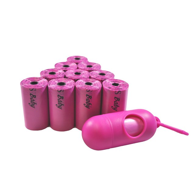 Downtown Pet Supply Dog Poop Bags with Free Poop Bag Holder, Pink, 220