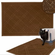 Downtown Pet Supply Non Slip and Washable Cat Litter Mat 15.5" x 23", Brown