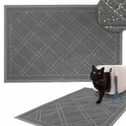 Downtown Pet Supply Non Slip and Washable Cat Litter Mat 15.5" x 23", Grey
