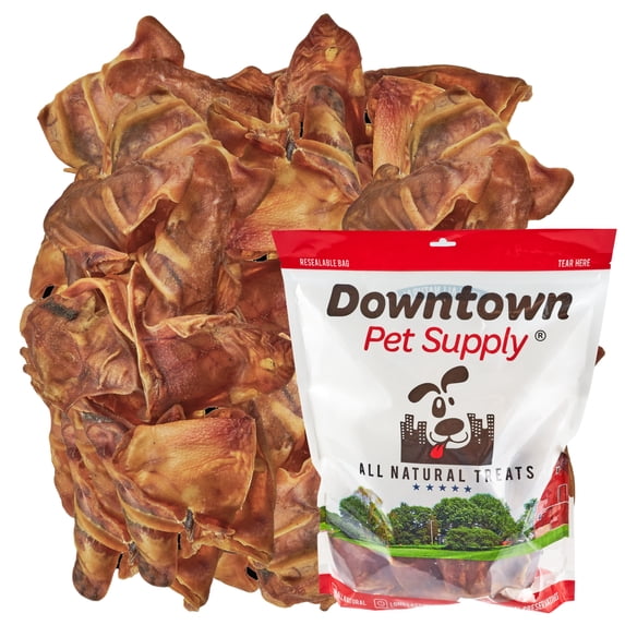 Downtown Pet Supply Pig Ears For Dogs - 6.5" Jumbo Dog Chew - 5 Pack