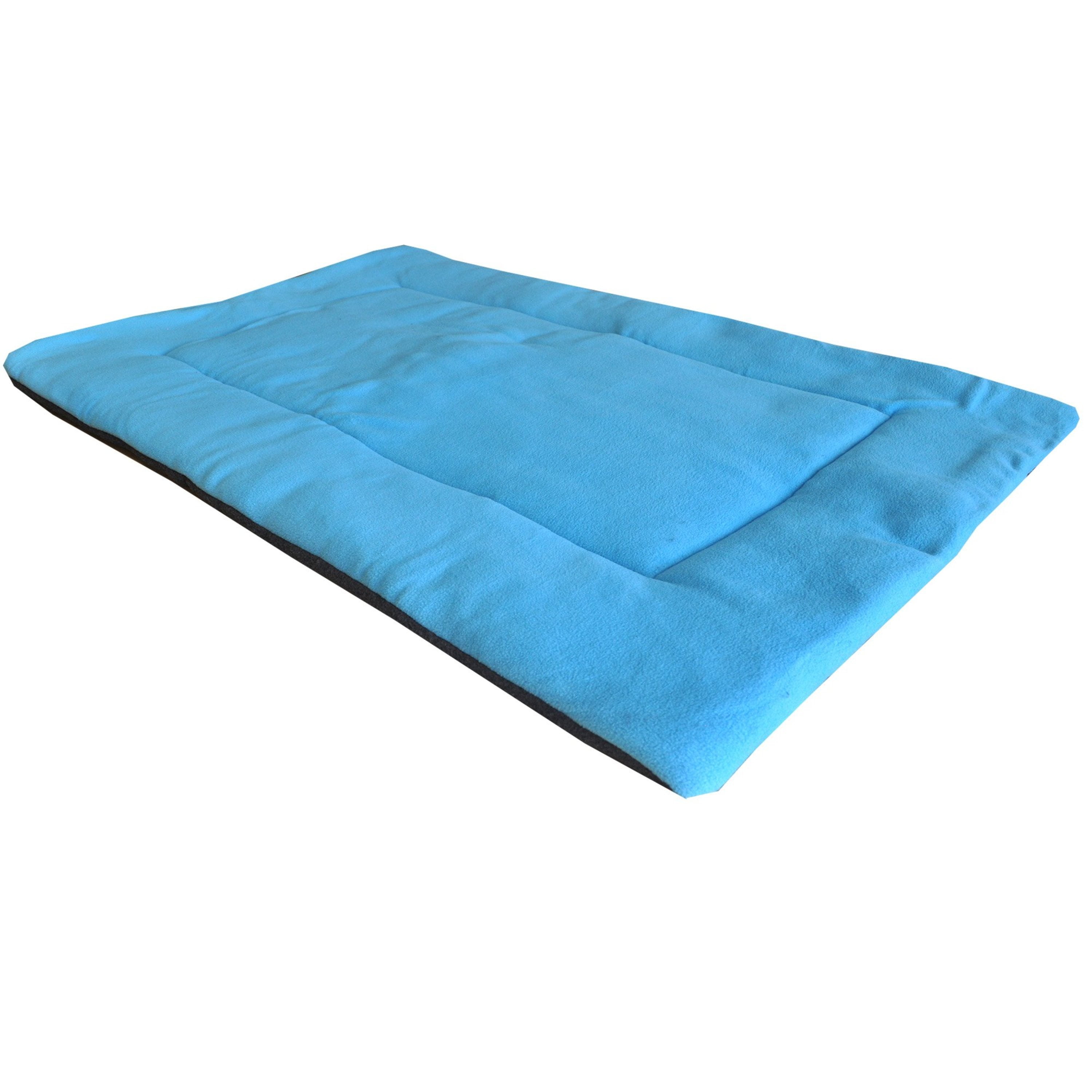 Downtown Pet Supply Soft Fleece Dog Crate Mat, Washable Dog Bed, Blue, L