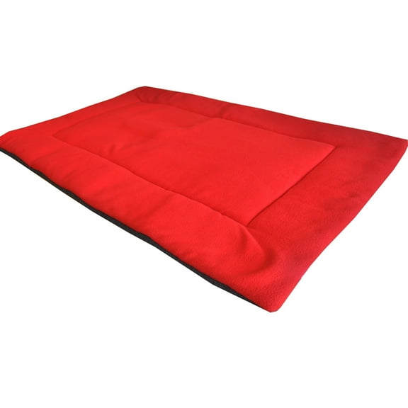 Downtown Pet Supply Soft Fleece Dog Crate Mat, Washable Dog Bed, Red, L