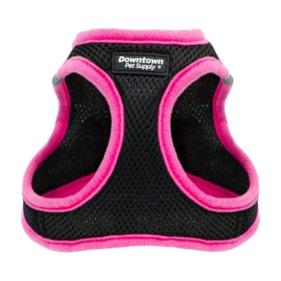 Downtown Pet Supply Step In Dog Harness For Small Dogs No Pull, Medium, Black w/ Pink Trim