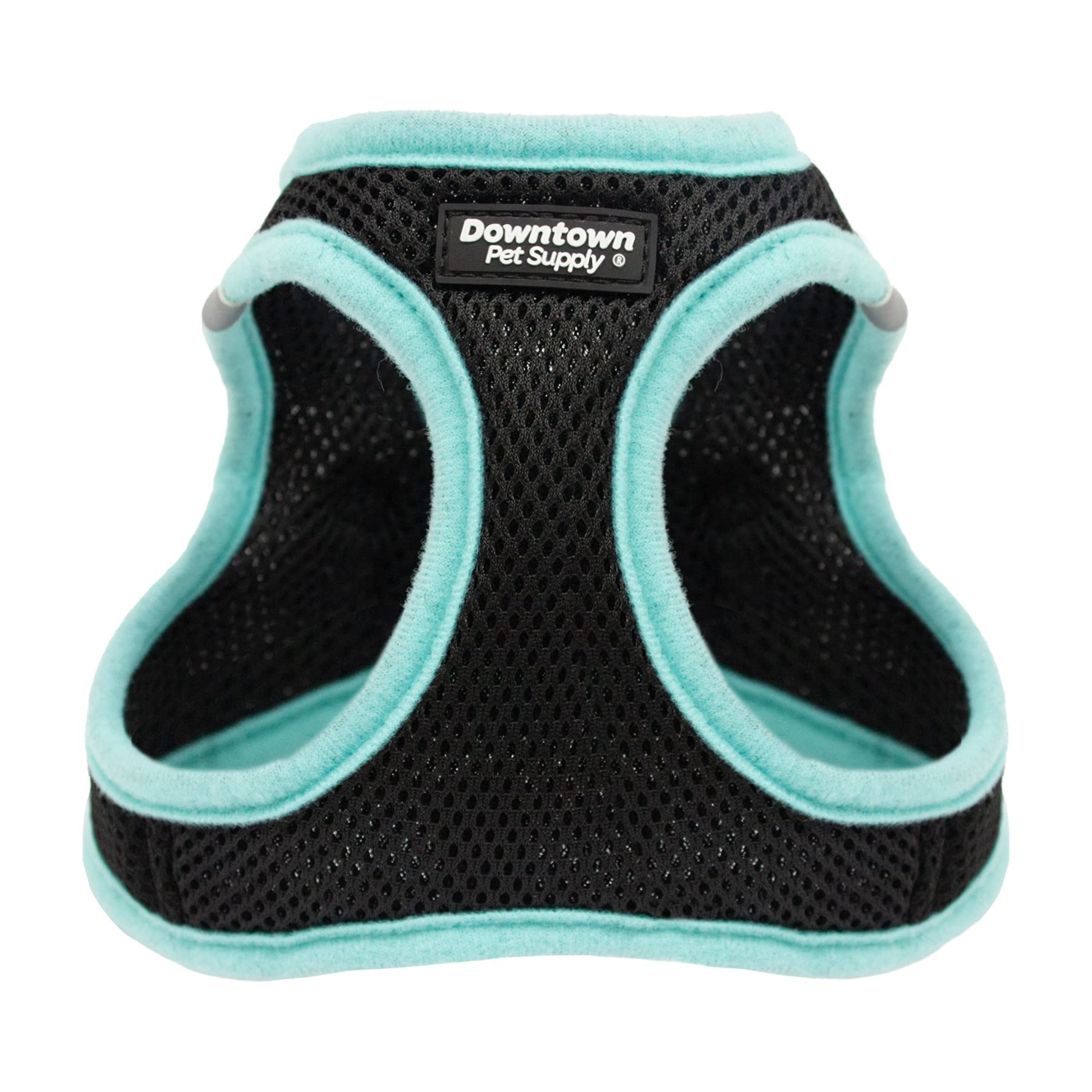 Downtown Pet Supply Step In Dog Harness For Small Dogs No Pull, Small, Black w/ Light Blue Trim