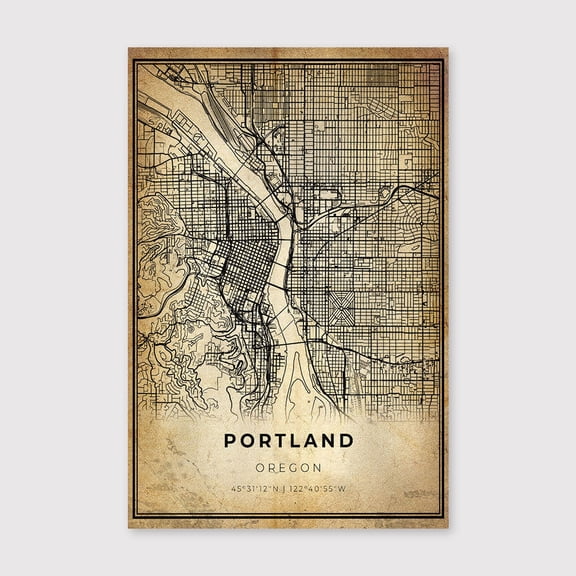 Downtown Portland Map Art Print: Modern Vintage City Posterfor Living Room Bedroom Office Farmhouse Neutral Home Artwork Ready to Hang 8x12 inch