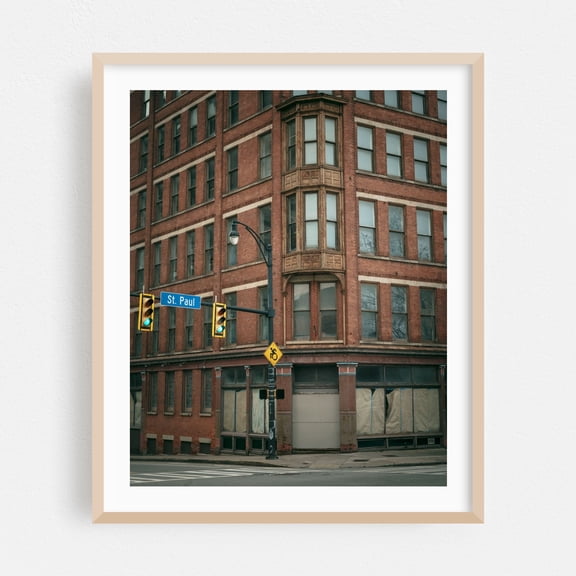 Downtown Rochester 01 - Rochester New York Photography Architecture Vintage City Street Photography Oak Framed Wall Art Print 12 x 16 inches