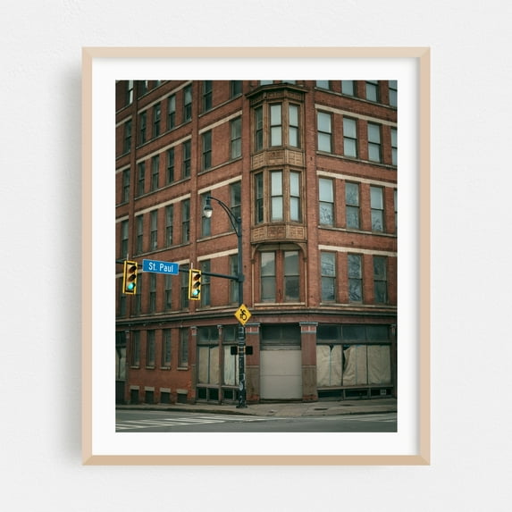 Downtown Rochester 01 - Rochester New York Photography Oak Framed Wall Art Print 16 x 20 inches