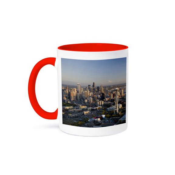 3drose, Downtown Seattle, Elliott Bay, Seattle Center, Wa - Us48 Gpr0075 - Greg Probst, 11oz Two-tone Red Mug