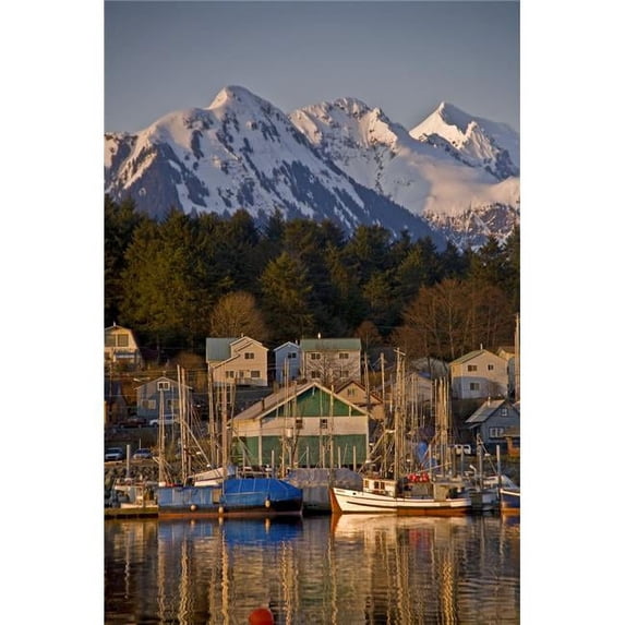 Downtown Sitka And And Small Boat Harbor With Arrowhead Peak In The Background Southeast Alaska Poster Print