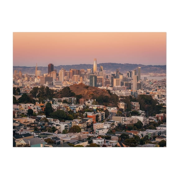 Downtown from Tank Hill, San Francisco 01 - San Francisco California Photography Cityscape Skyline Sunset Architecture Scenic Travel Poster Unframed Wall Art Print 36 x 48 inches
