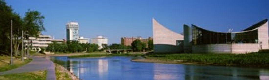 Downtown Wichita viewed from the bank of Arkansas River Wichita Kansas USA 2012 Canvas Art - Panoramic Images (15 x 5)