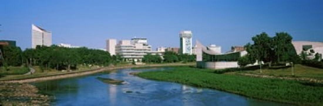 Downtown Wichita viewed from the bank of Arkansas River Wichita Kansas USA 2012 Canvas Art - Panoramic Images (18 x 6)