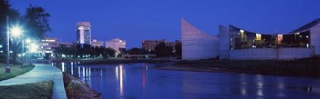 Downtown Wichita viewed from the bank of Arkansas River Wichita Kansas USA 2012 Canvas Art - Panoramic Images (36 x 12)