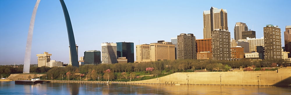 Downtown buildings and Gateway Arch St Louis Missouri USA Canvas Art - Panoramic Images (27 x 9)